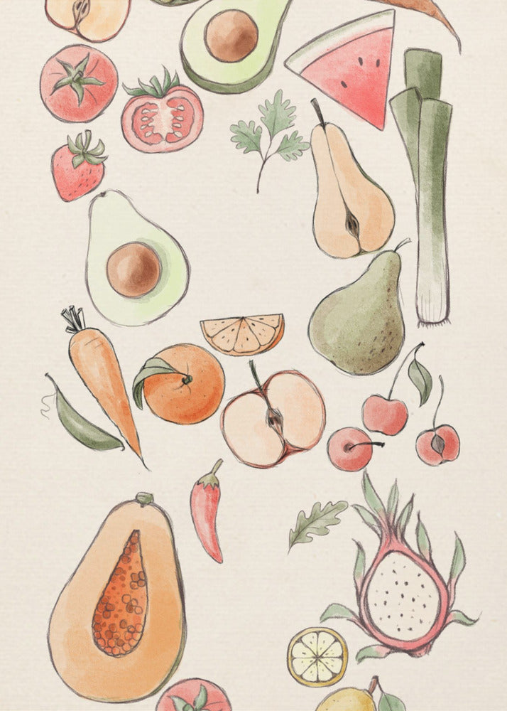 Illustration av tropiska grönsaker | Poster
