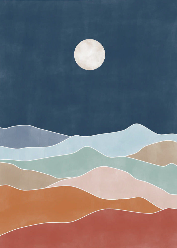 Moonlit Hill Scape | Canvas