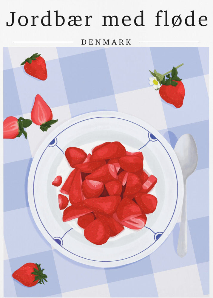 Jordgubb med grädde - Danmark | Poster