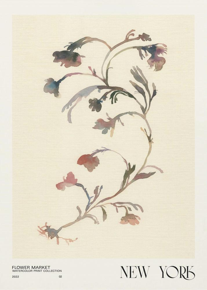 Akvarelltrycksamling. Blomstermarknad - New York | Poster