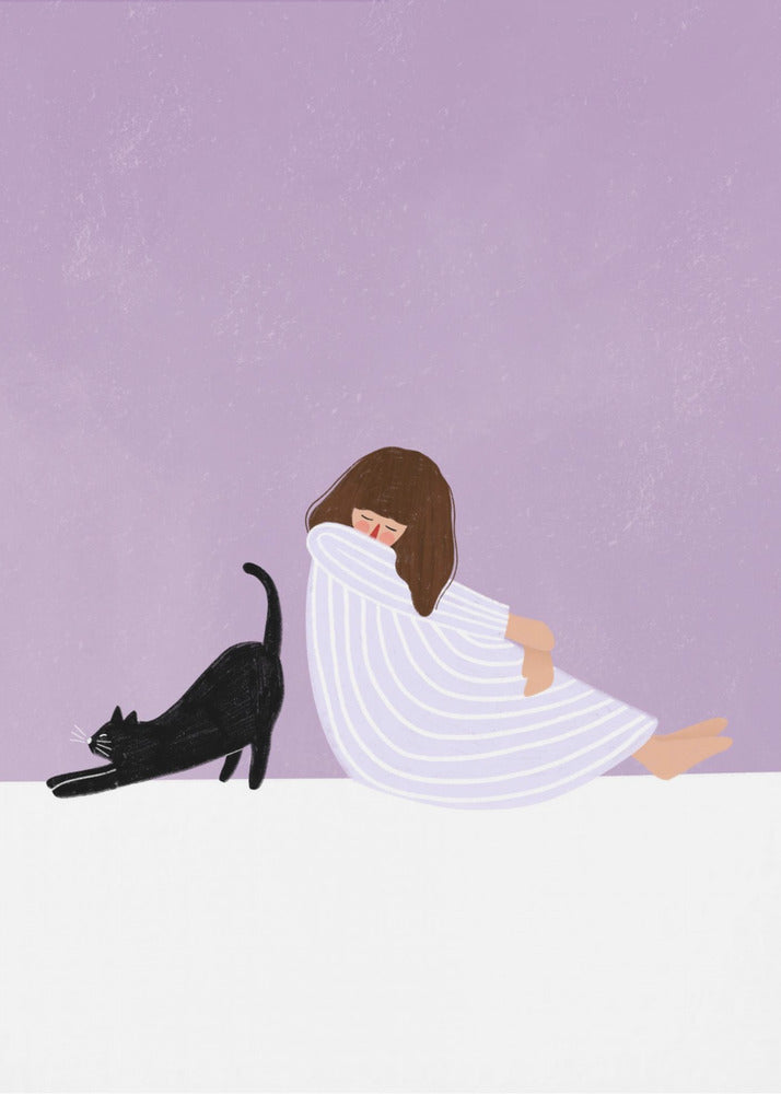 Flicka och katt | Canvas