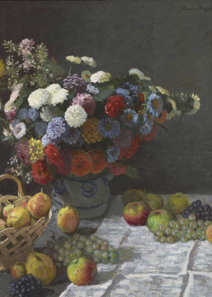 Stilleben med blommor och frukt (1869) av Claude Monet | Poster