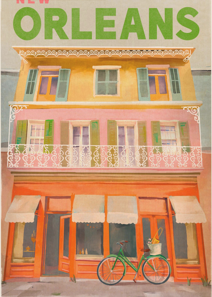 Vintage reseaffisch från New Orleans, Louisiana | Canvas