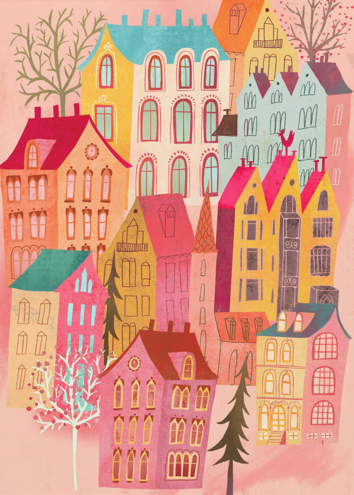 Lovely Pink Village | Canvas
