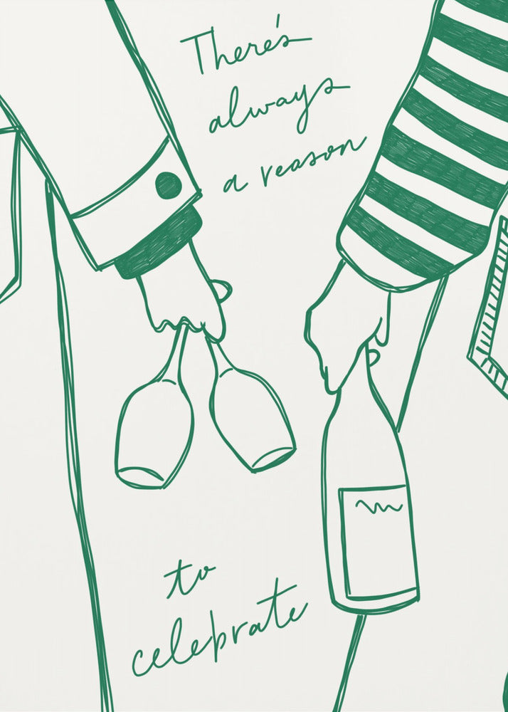 Kvinna som håller vinflaska och vinglas (Grönt) - Wine Vin Femme Vert | Poster