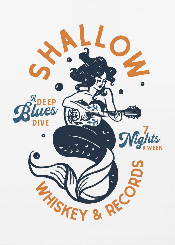 Shallow Whiskey & Records Dive Bar Music Mermaid | Canvasduk