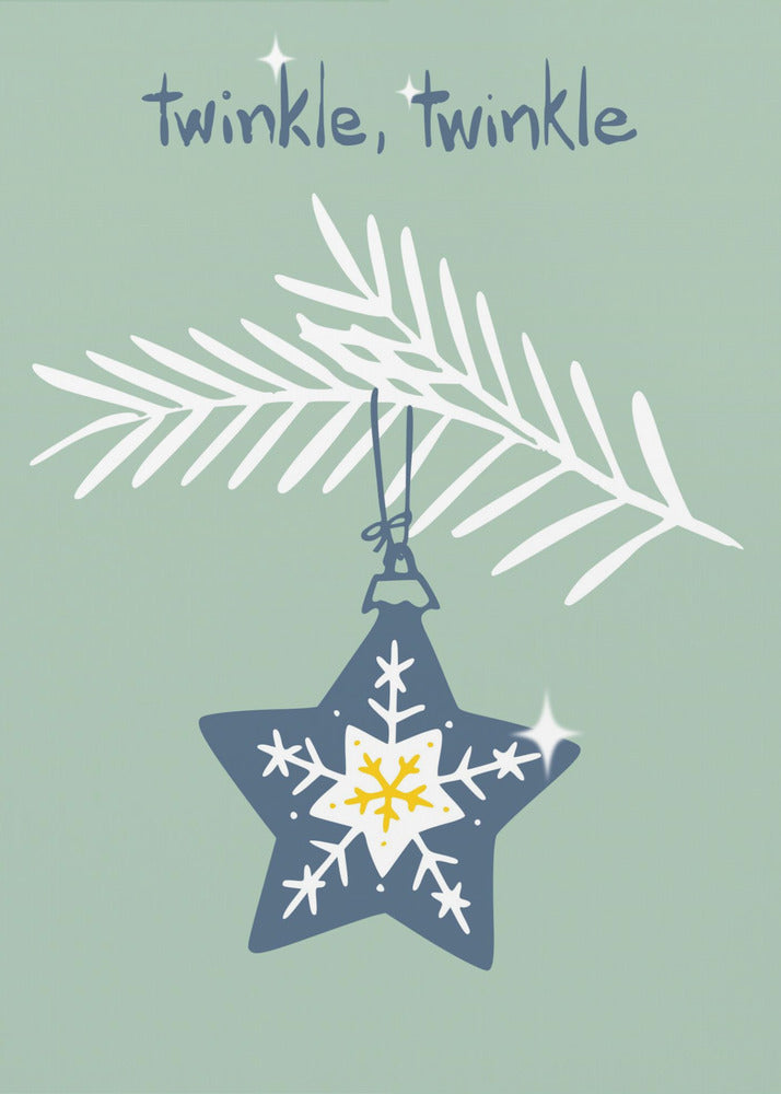 Glad glittrande julstjärna i mintgrönt | Poster