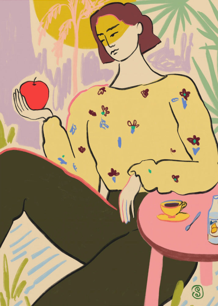 Kvinna med äpple | Poster