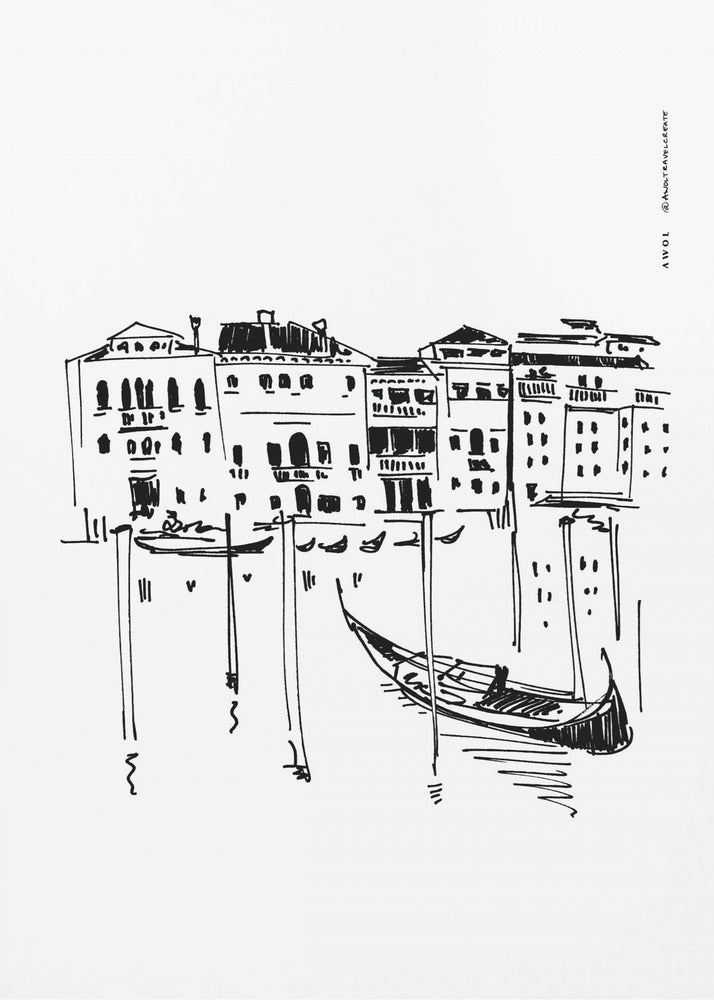 Venice Grand Canal With Gondola, Italy Travel Art Print | Canvas