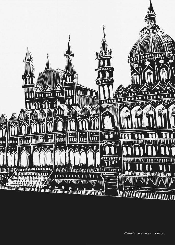 Budapest, Hungary City Art, Black And White Architecture Drawing | Canvas