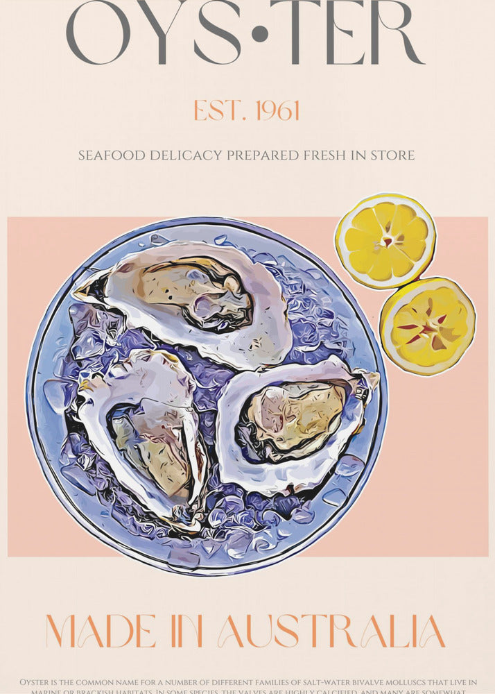 Färska ostron med citronskivor | Poster