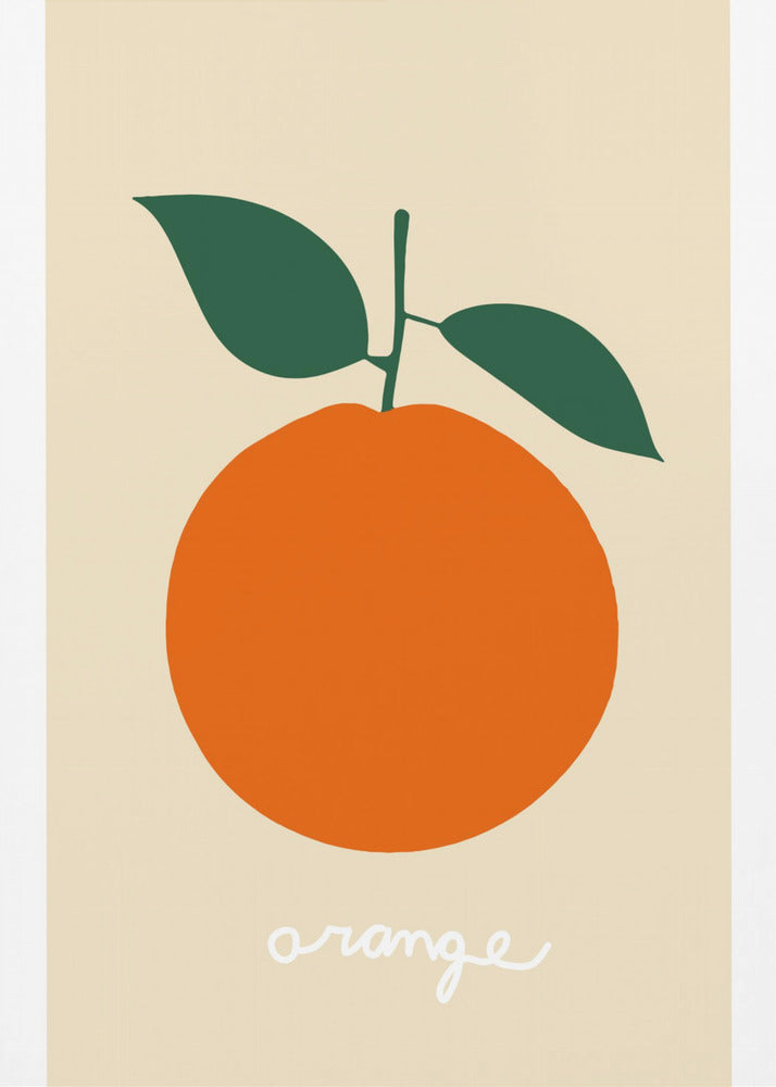 Stiliserad orange med mörkgröna blad | Canvas