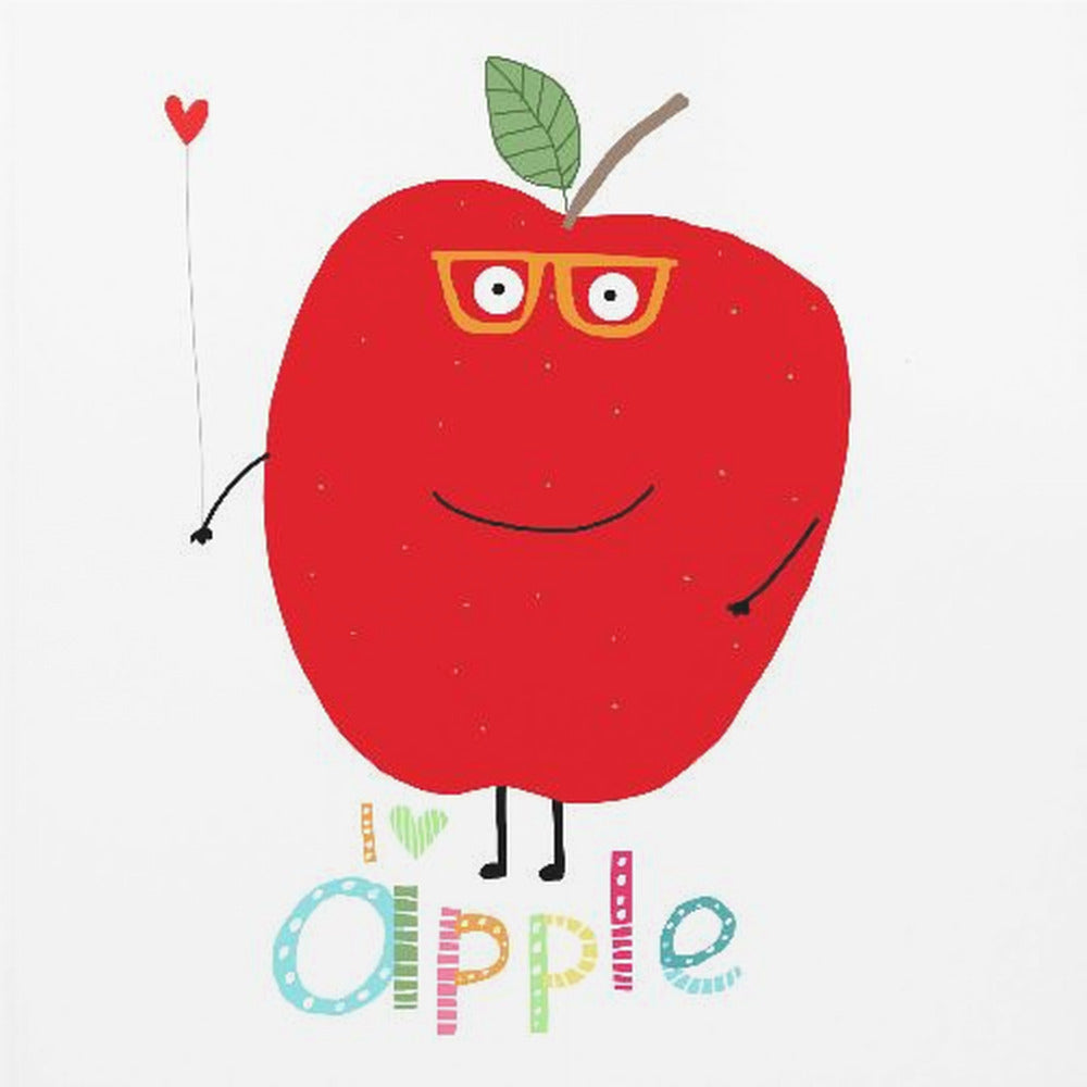Jag älskar äpple! Glad äpple som håller ett kärlekshjärta. | Poster