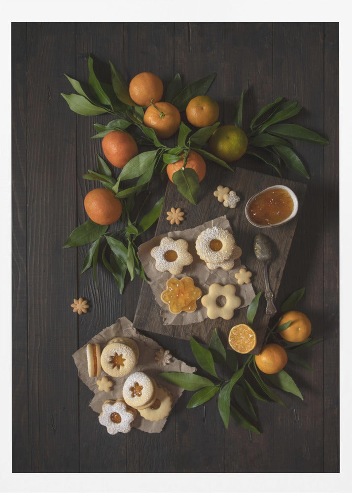Mandarin Linzer Cookies | Poster - Kunstdruck