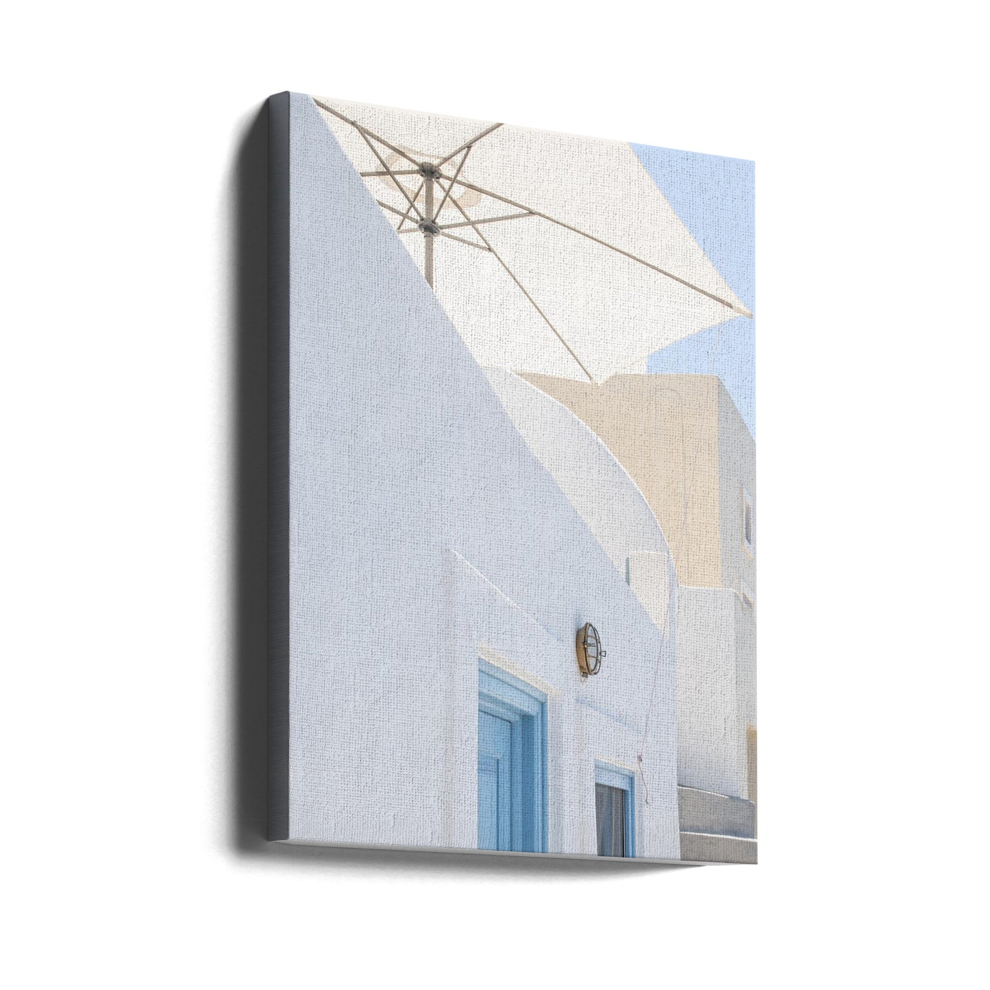 solskydd och blå dörrar | Canvas