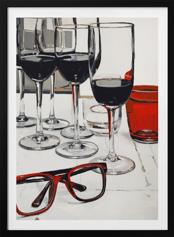 Stilleben med röda glasögon | Poster