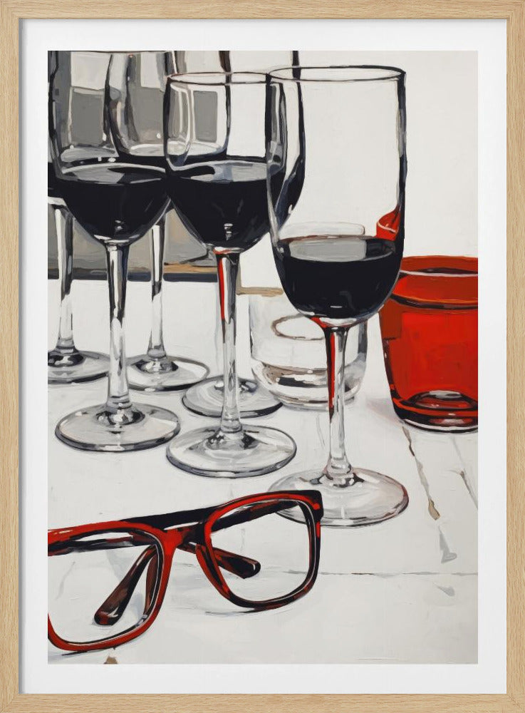 Stilleben med röda glasögon | Poster