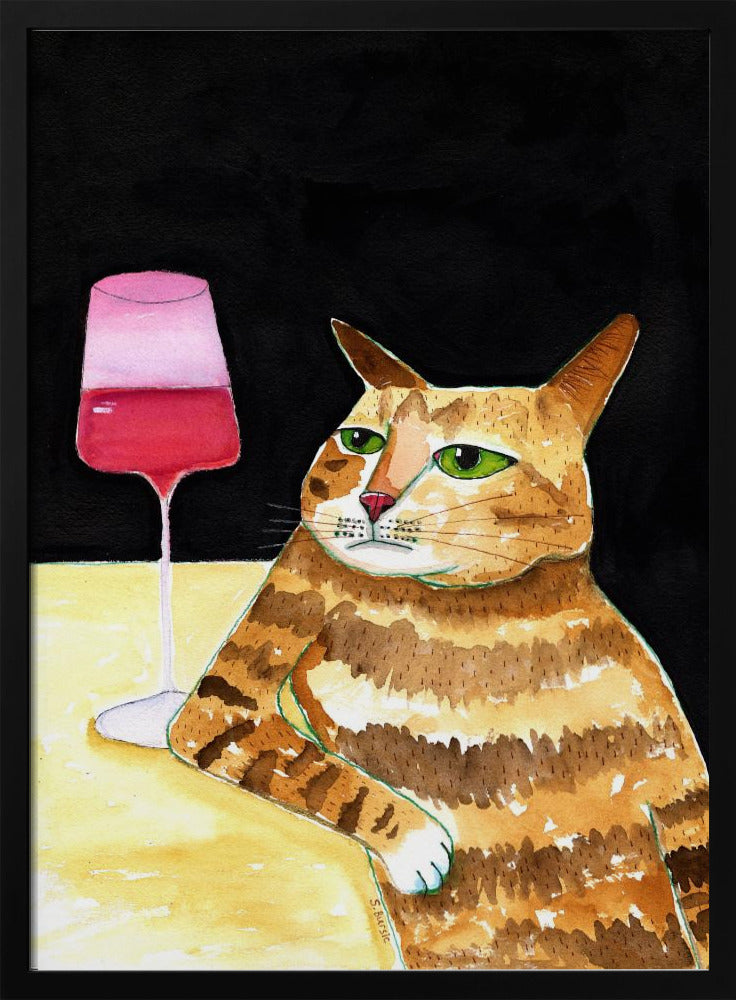 Katt fredagskväll dricker vin rolig katthumor | Poster
