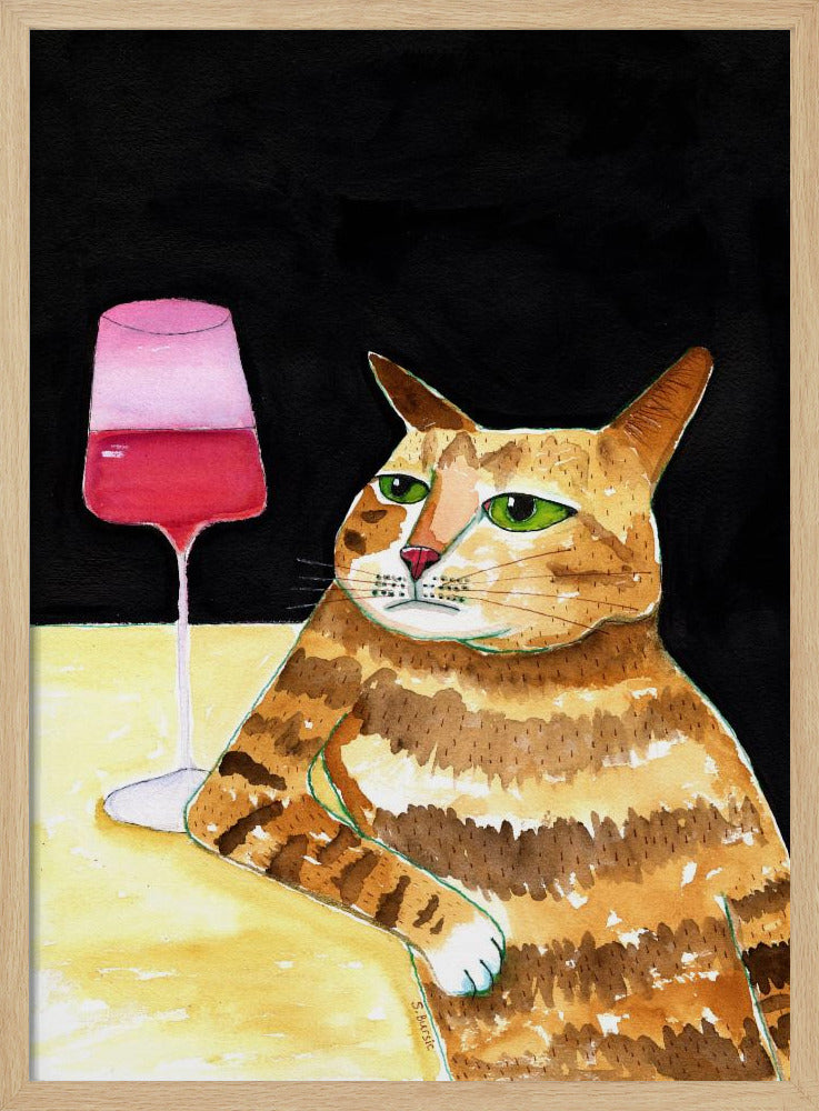 Katt fredagskväll dricker vin rolig katthumor | Poster