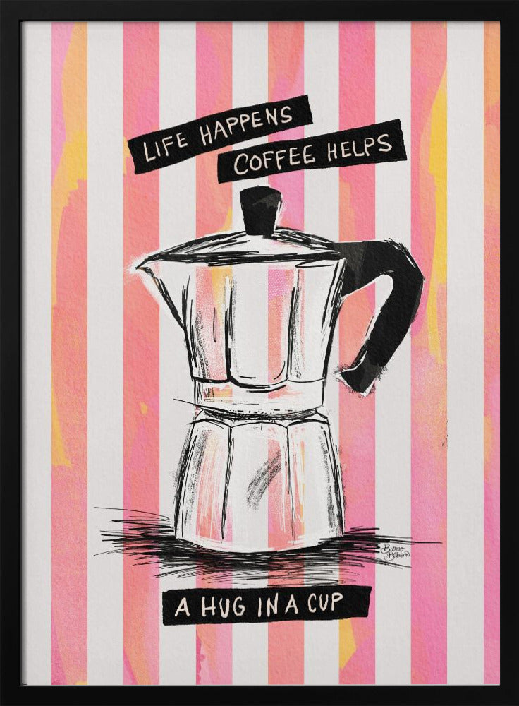 Moccakaffe på ränder - Kram i en kopp | Poster