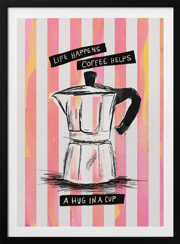 Moccakaffe på ränder - Kram i en kopp | Poster
