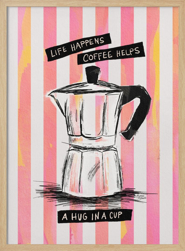 Moccakaffe på ränder - Kram i en kopp | Poster