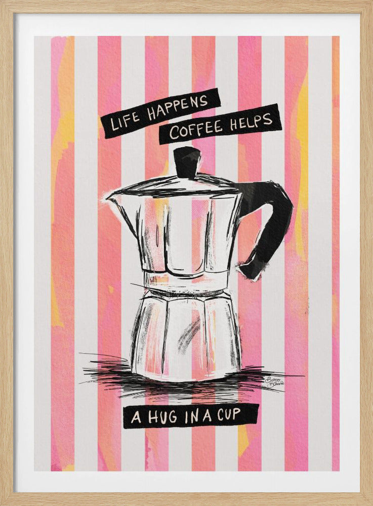 Moccakaffe på ränder - Kram i en kopp | Poster