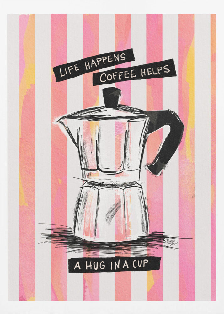 Moccakaffe på ränder - Kram i en kopp | Poster