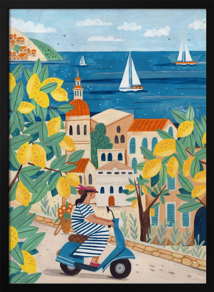 Reisen Poster - Kunstdruck Frau an der Amalfiküste, Italien | Poster - Kunstdruck