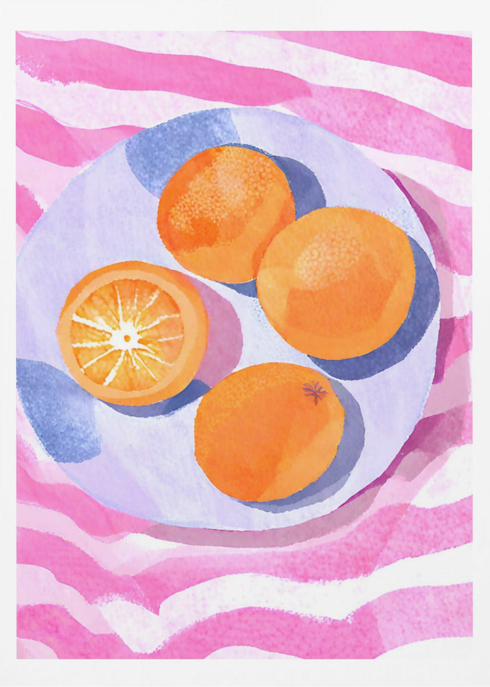 Orangen auf Teller | Poster