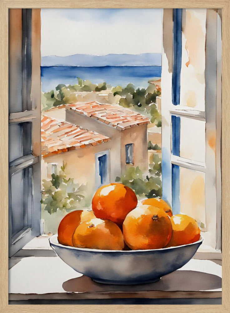 Orangenschale im Fenster | Affisch
