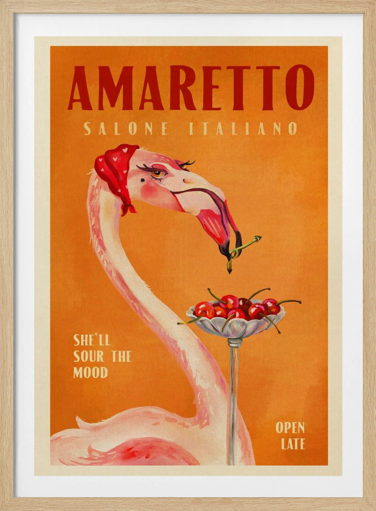 Amaretto Flamingo Art Deco Italiensk Café Resekonst | Poster
