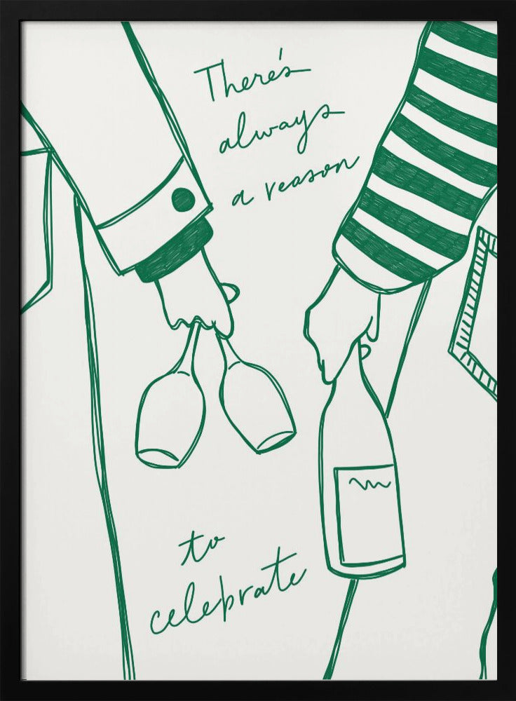 Kvinna som håller vinflaska och vinglas (Grönt) - Wine Vin Femme Vert | Poster