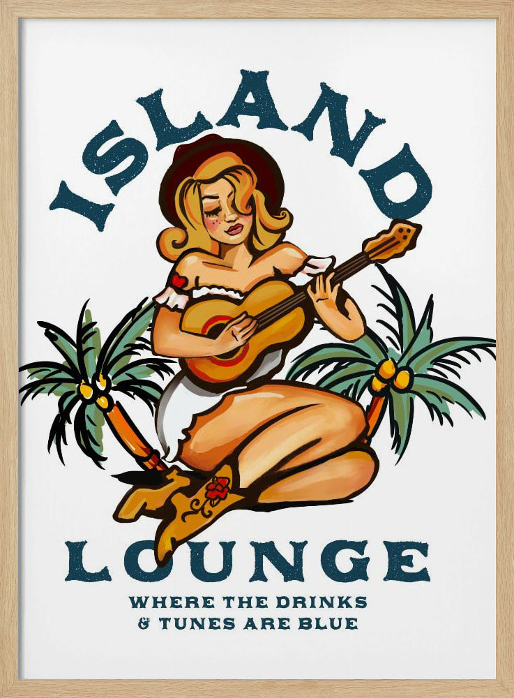 Island Lounge Tropisk pinuppa som spelar gitarr | Poster