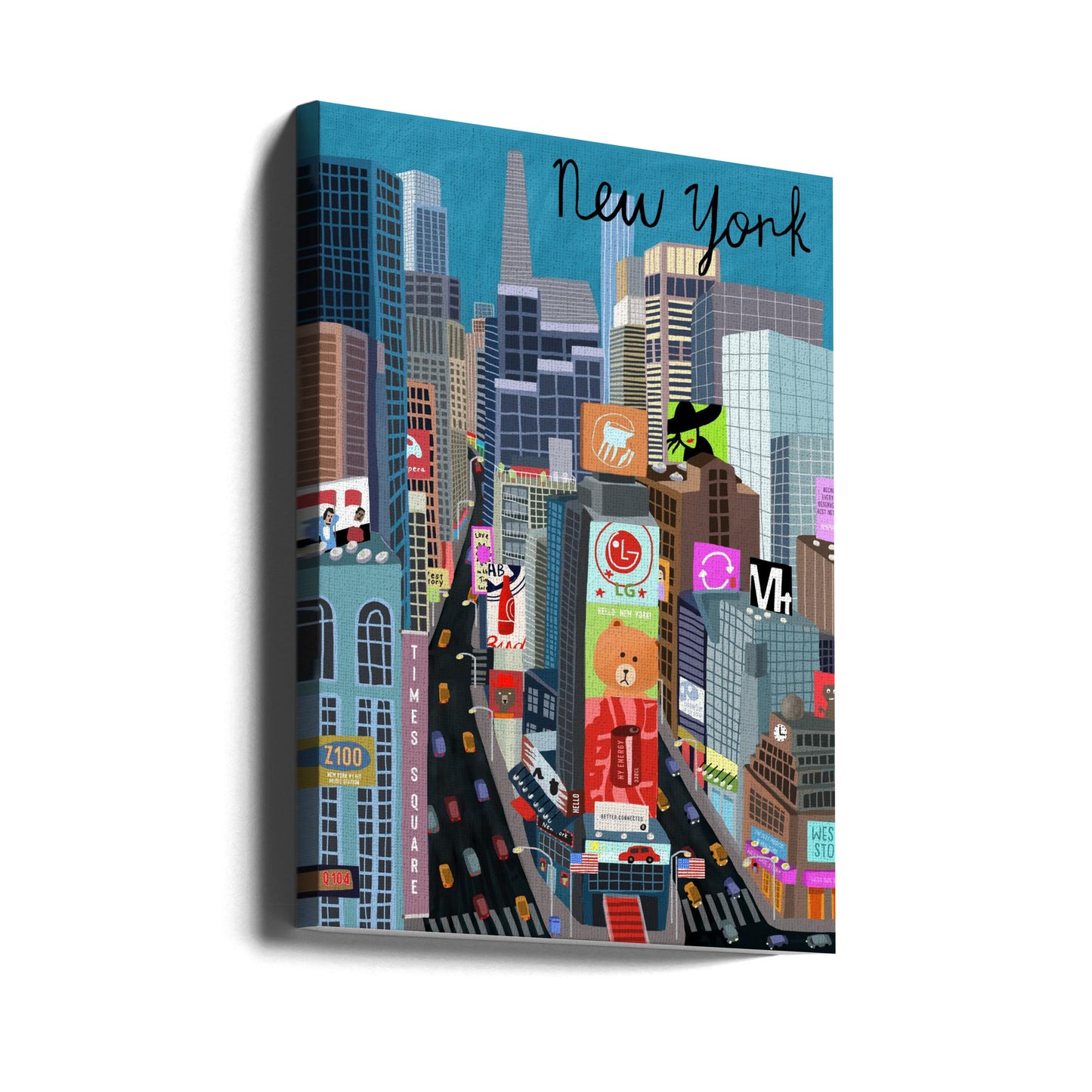 Illustration av Times Square, New York av konstnären Carla Daly | Canvastavla