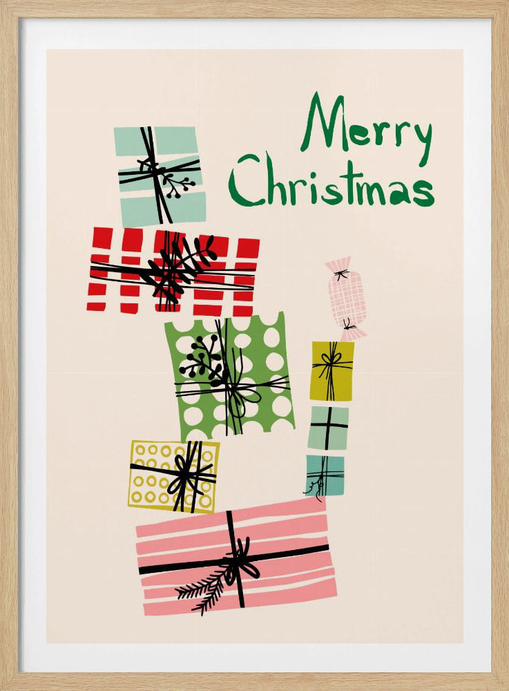 Vagga hög med julklappar | Poster