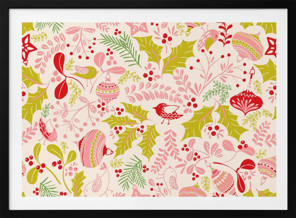 Wonderful ditsy holiday joy pink pattern | Poster