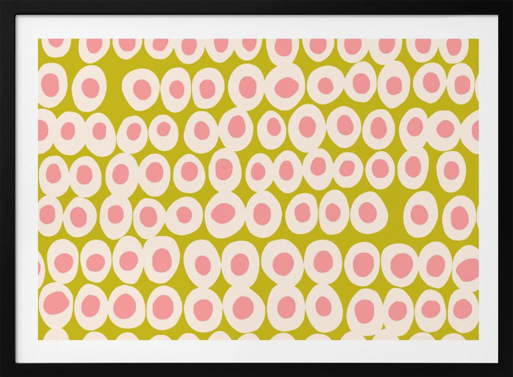 Wonderful bold dots pink and olive pattern | Poster