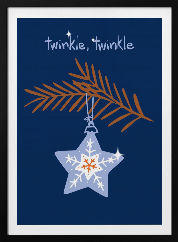Glad glittrande julstjärna blå | Poster