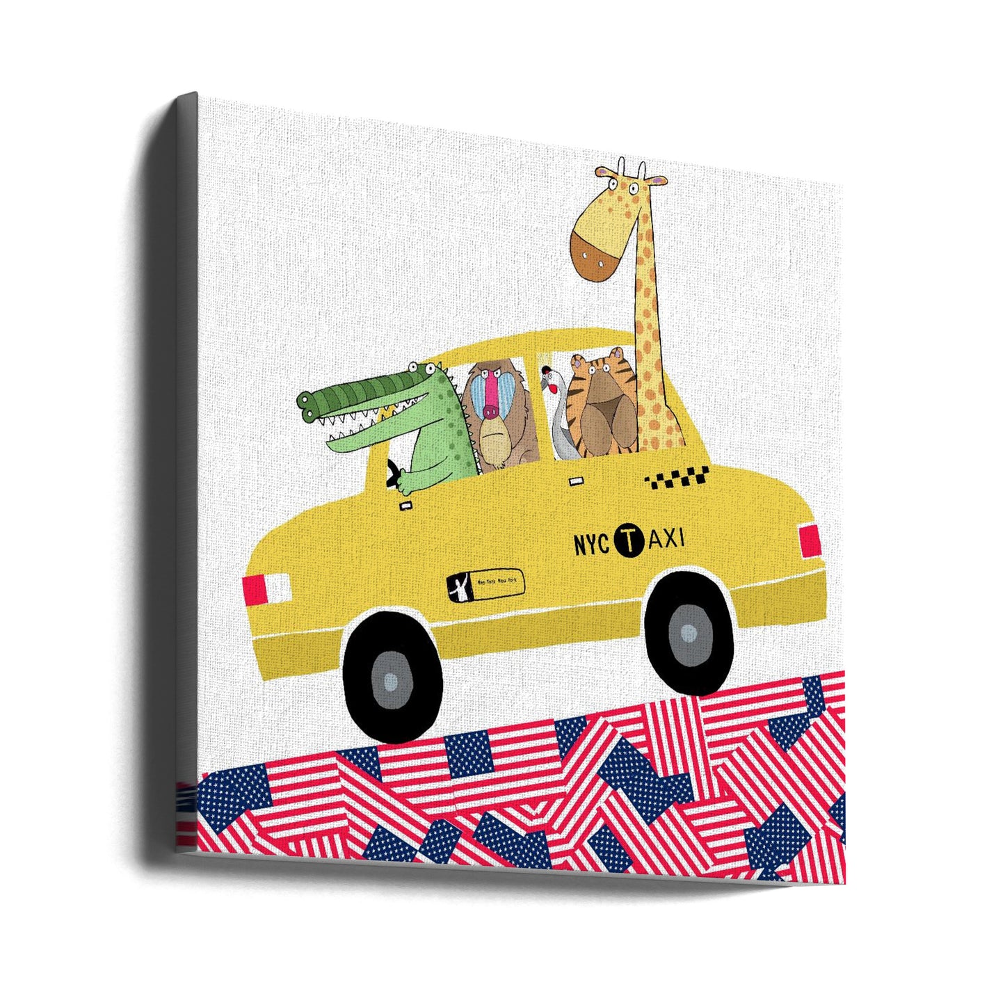 Lustige Tiere in einem New Yorker Yellow Cab von der Künstlerin Carla Daly | Leinwand-Bilder