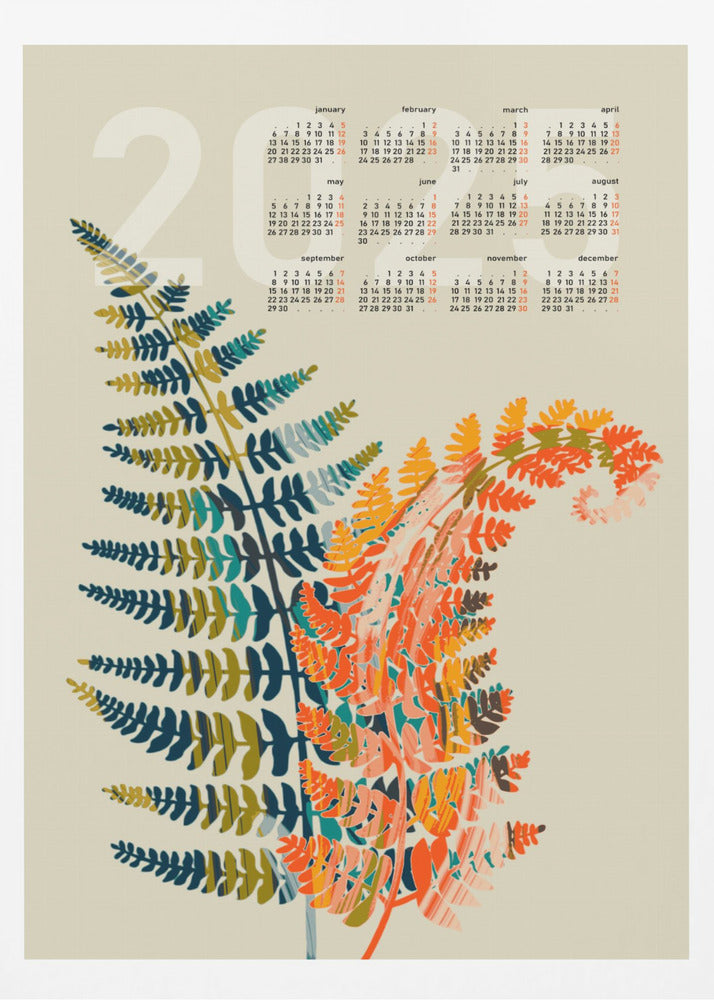 Kalender 2025 Bunte Farnblätter | Poster