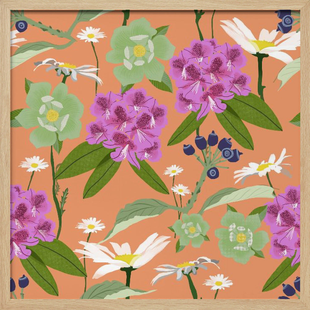 Rhododendron och prästkragar | Poster