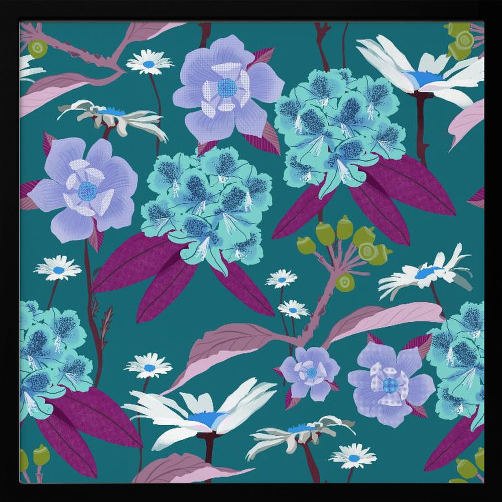 Rhododendron och prästkragar | Poster