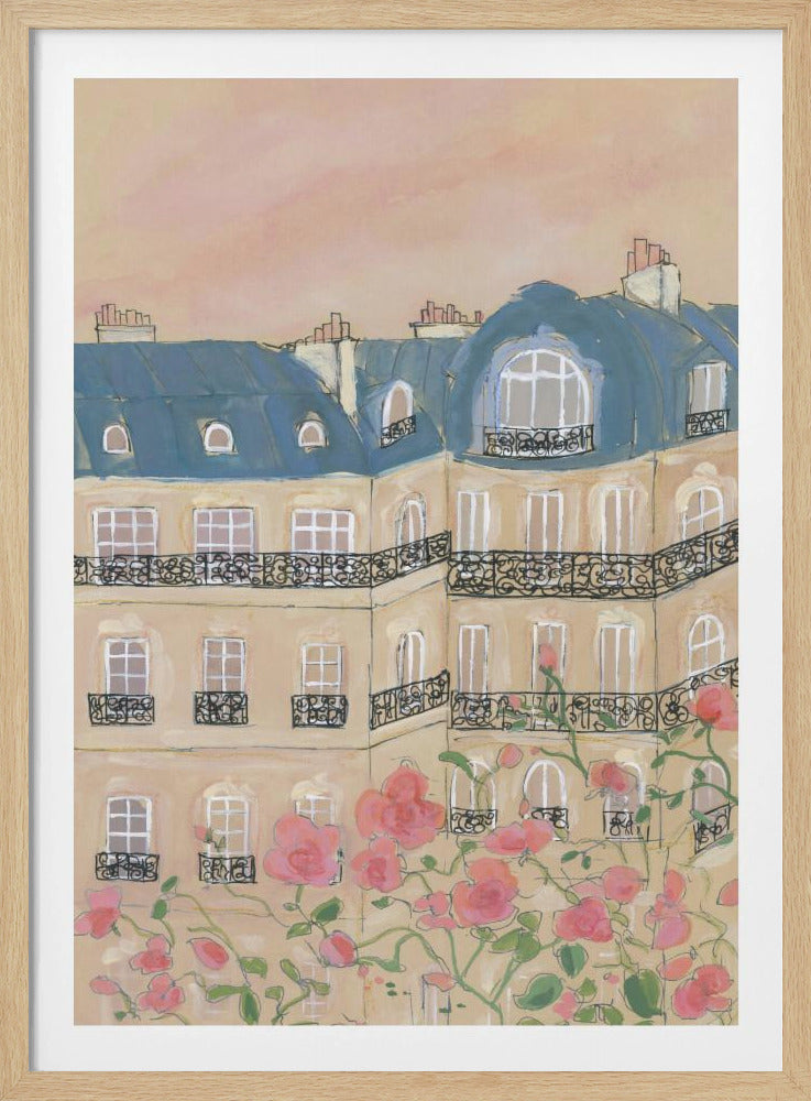 Solnedgång över Paris byggnader | Poster