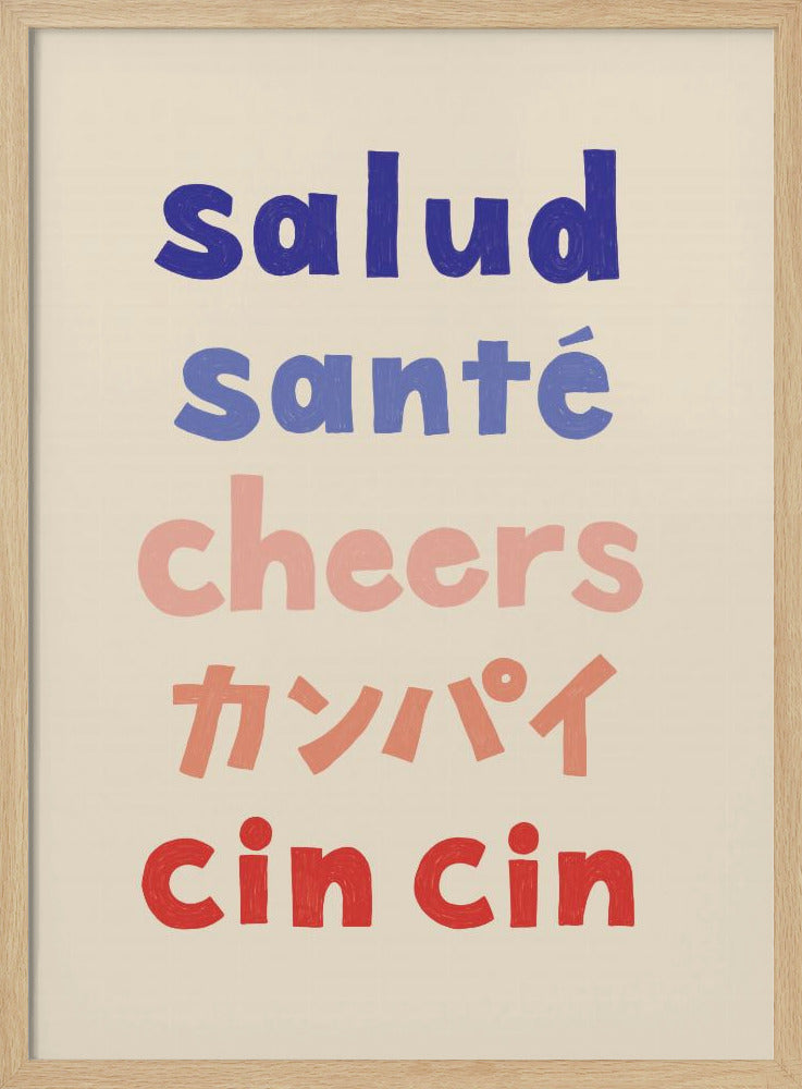 Cheers Typografi - Salud Santé Cheers Kanpai Cin cin | Affisch