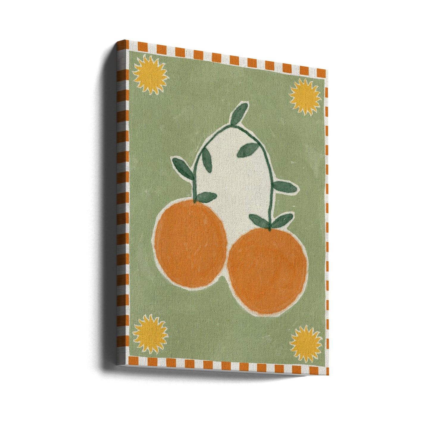Orange frukt på grön bakgrund | Canvastavla