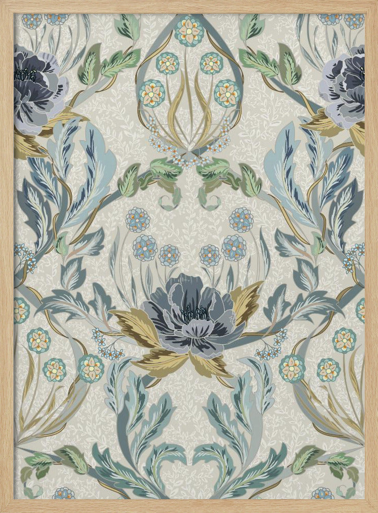 Floral Heritage Morris hazy blue pattern | Poster