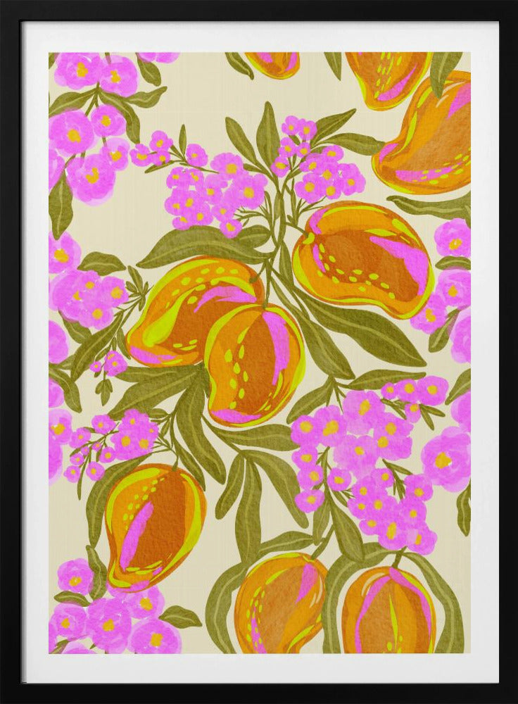 Tropiskt tema med frodiga mango och blommor | Poster