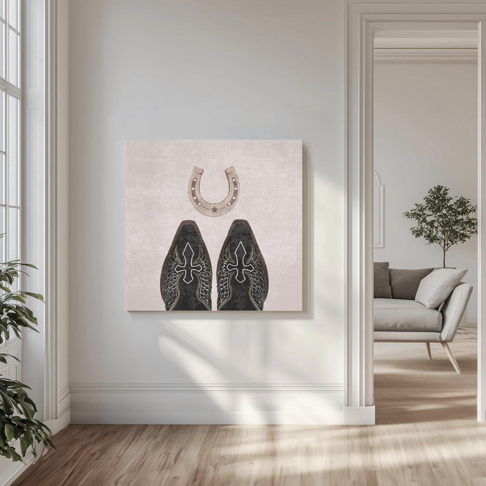 Bottes de cow-boy et fer à cheval | Tableaux sur Toile