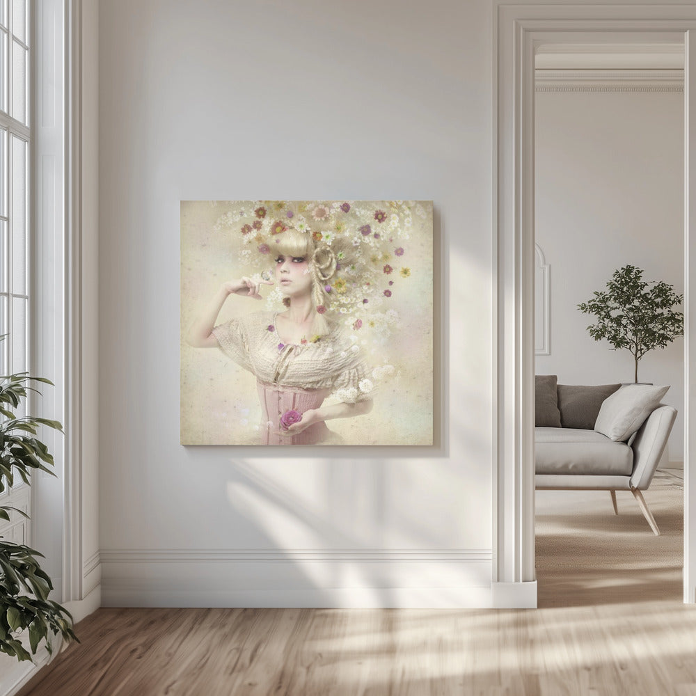 Flicka i blomsterträdgården | Canvas